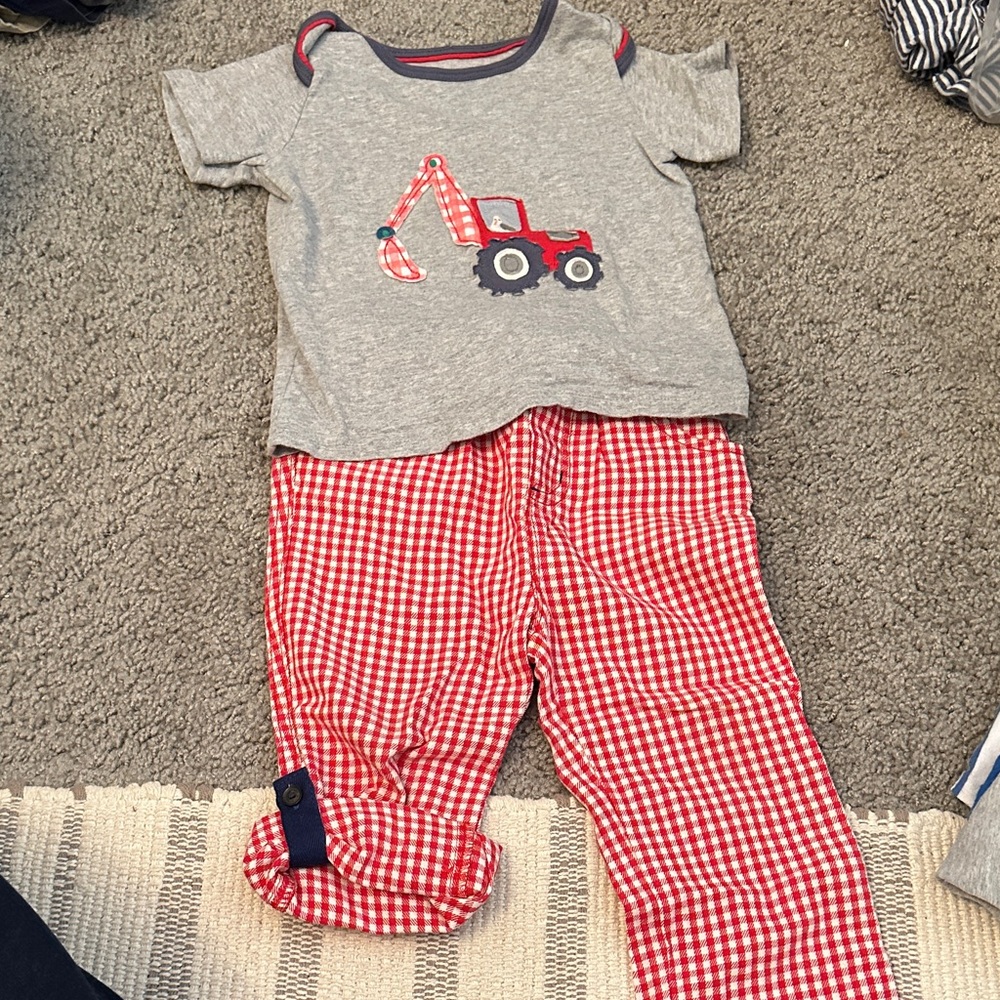 Mini Boden Gray and Red Kids Matching Set